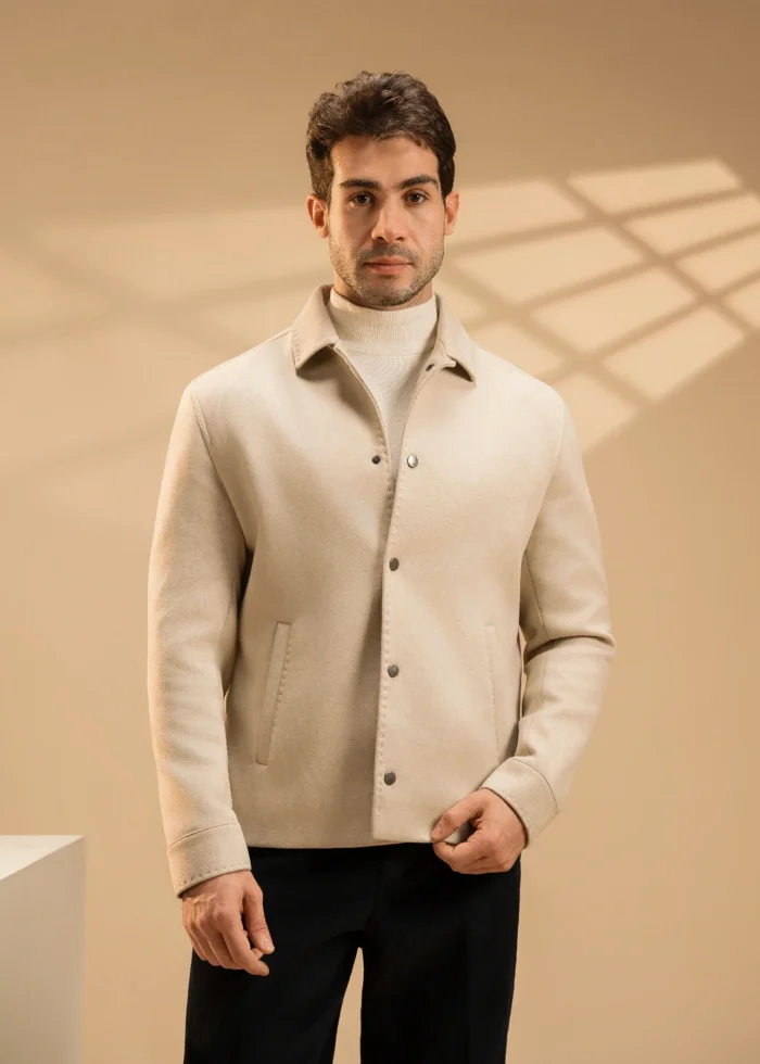 Beige Suede Effect Urban Jacket