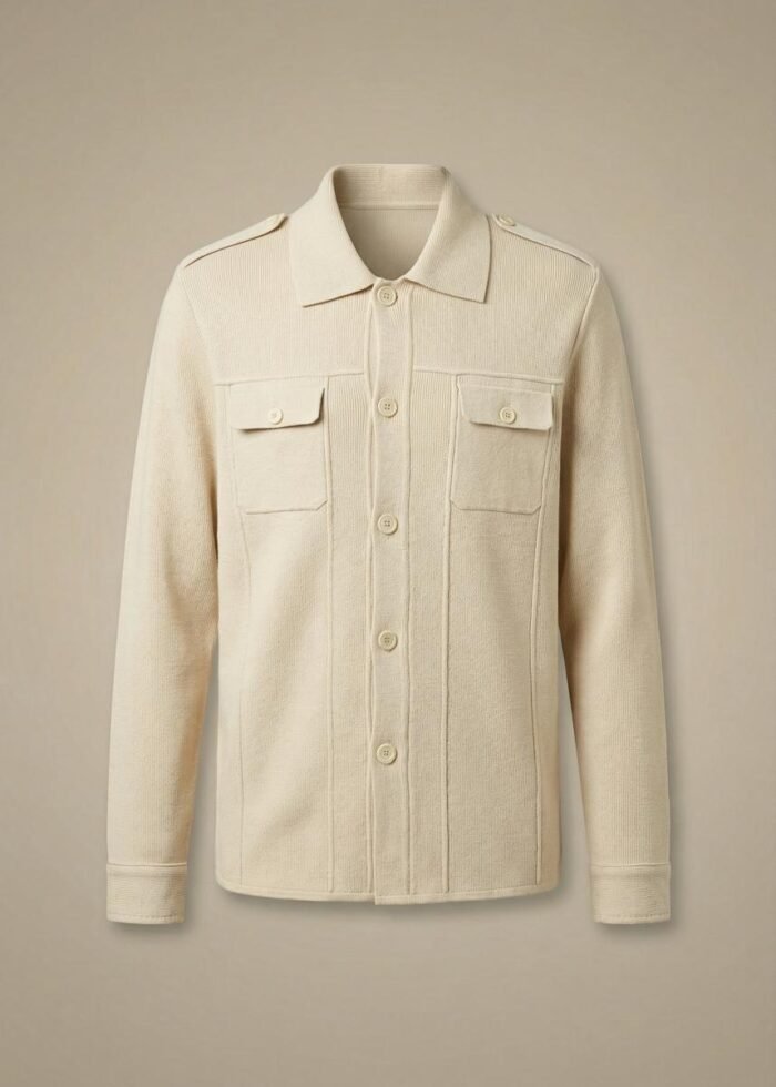 Beige Wool Blend Knit Jacket
