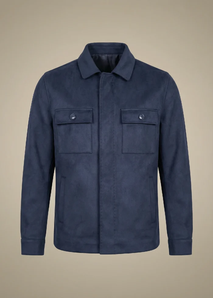 Navy Urban Suede Effect Utility Jacket
