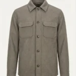 Taupe Grey Wool-Blend Shirt Jacket