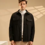 Black Wool-Blend Shirt Jacket