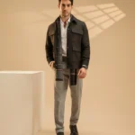Black Wool Blend Utility Jacket