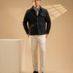 Navy Wool Blend Utility Jacket