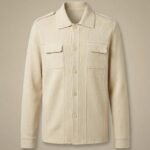 Beige Wool Blend Knit Jacket
