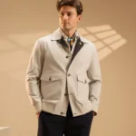 Beige-Navy Doublefaced Utility Jacket