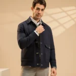 Royal Blue-Beige Doublefaced Utility Jacket