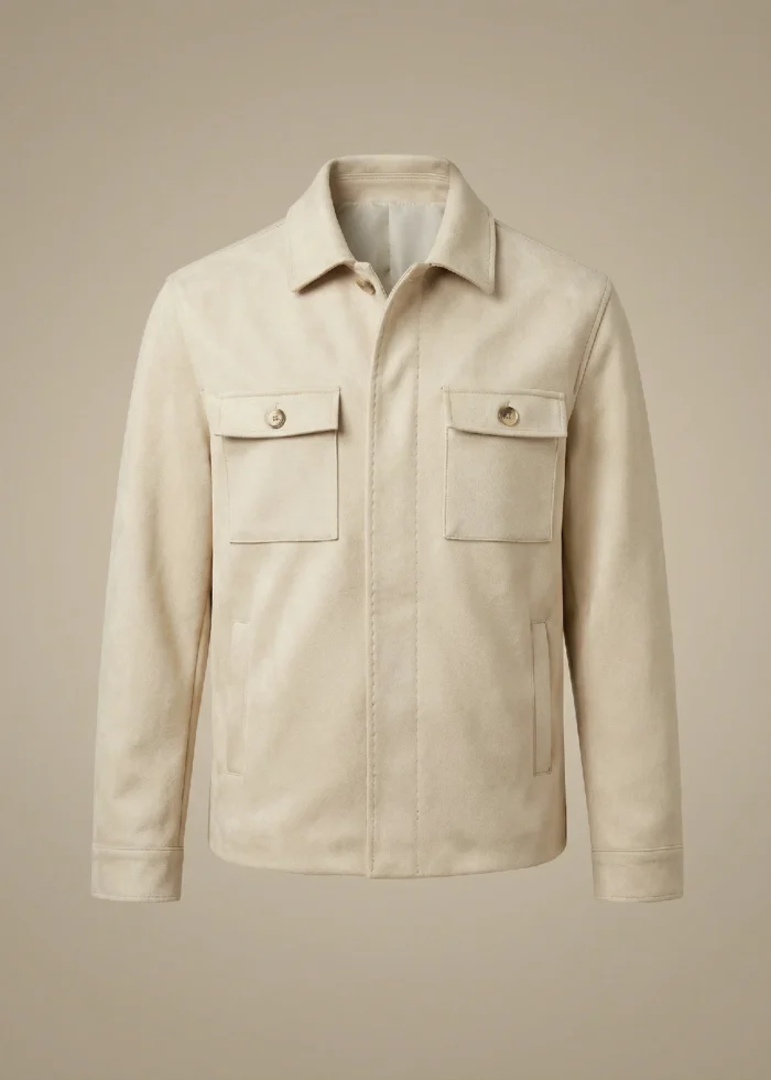 Beige Urban Suede Effect Utility Jacket