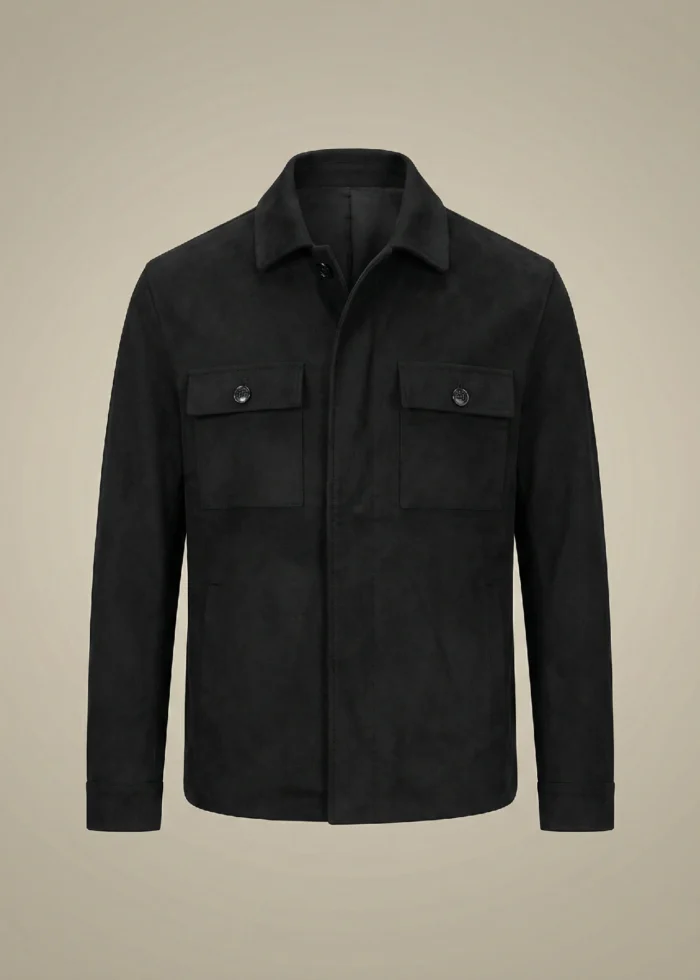 Black Urban Suede Effect Utility Jacket