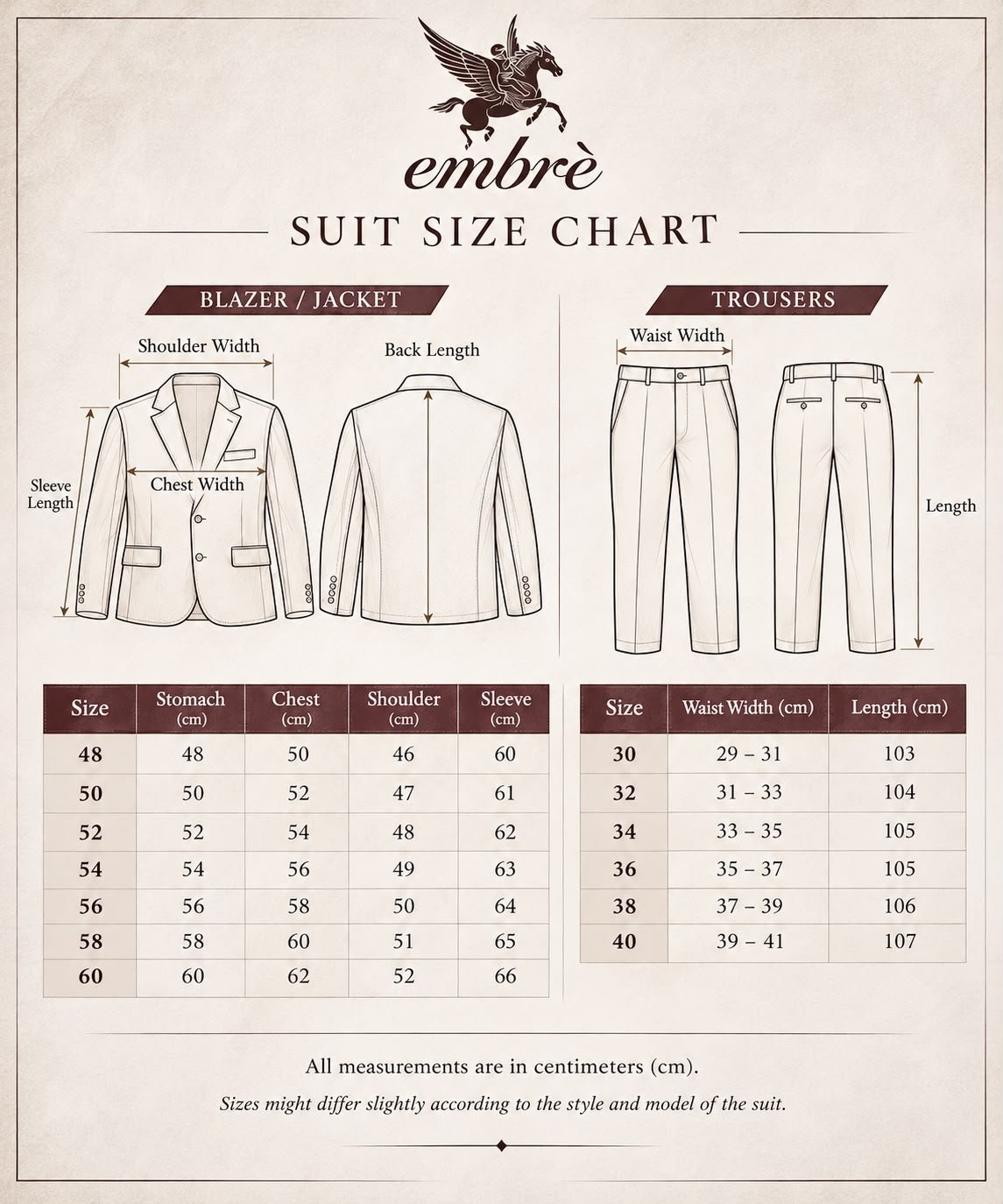 Comfort-Fit Linen Utility Suit size chart